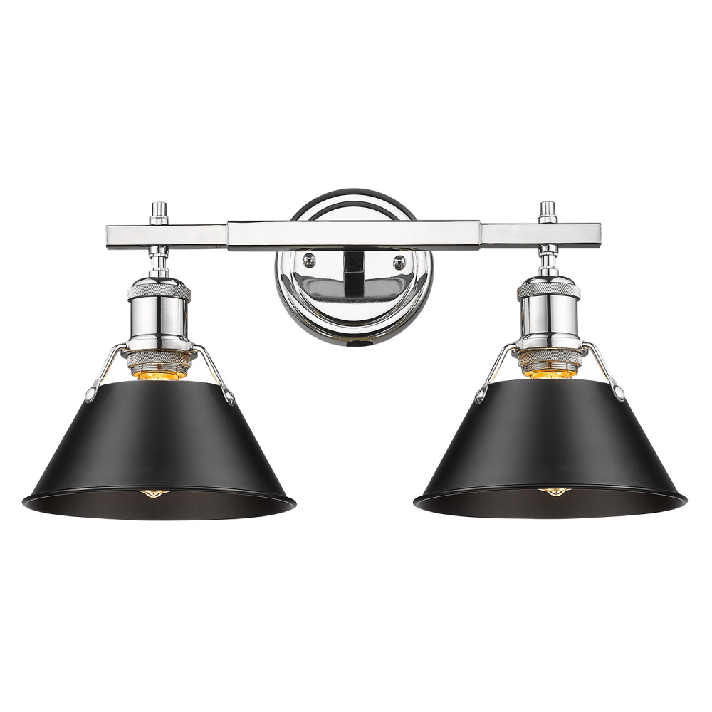 Yep by Golden Lighting Orwell 2-light Vanity in Chrome and Matte Black shade